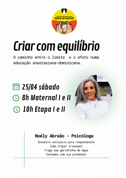 CEIMN promove palestra para famílias sobre educação com equilíbrio